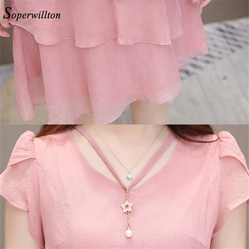 Καλοκαιρινό φόρεμα σιφόν Γυναικεία μονόχρωμα φορέματα με λαιμόκοψη V-λαιμόκοψη Sweet βολάν μανίκι Λεπτό Νέο casual πολυεπίπεδο γυναικείο φόρεμα 3XL μεγάλο μέγεθος