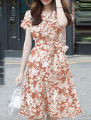 ZANZEA suvine lühikeste varrukatega lilleline kleit naistele Elegantne tööline päikesekleit Bohemain stiilne peol Vestido vabaaja põlvedeni naiselik rüü