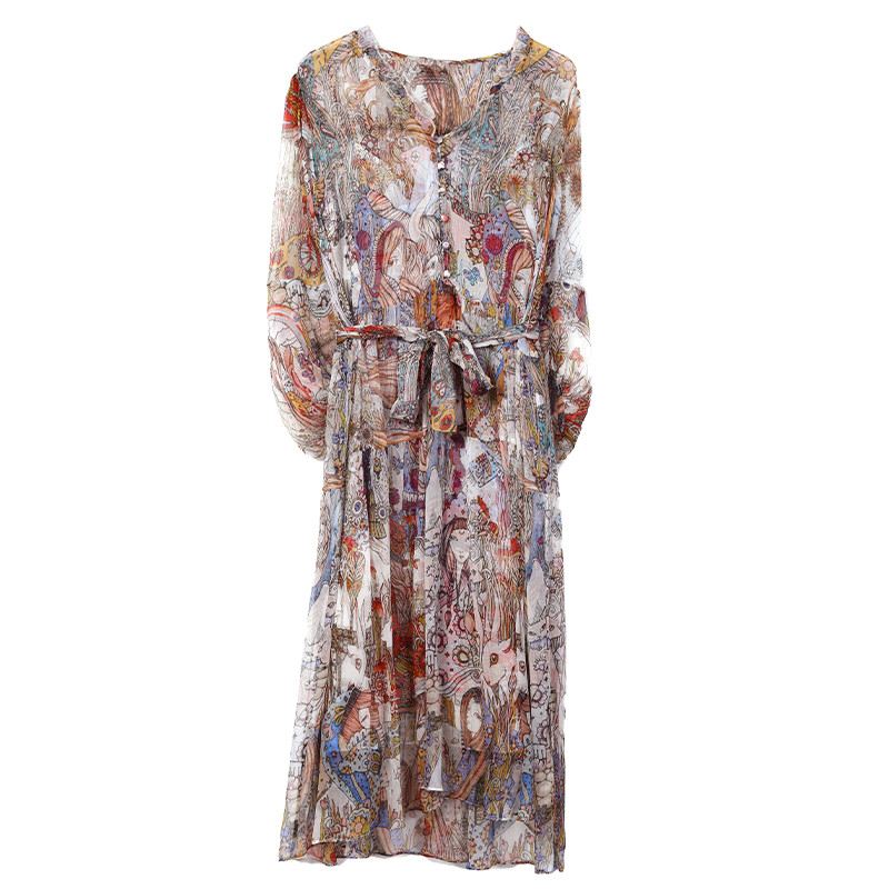 Sieviešu puķaini zīda volāni V veida kakla izgriezuma Midi kleita Vasaras korejiešu eleganta gadījuma ballītei Vestidos 2024 Modes, eleganta, grezna festivāla kleita