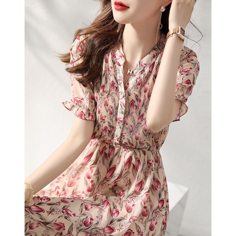 Ziedu sieviešu kleita 2024. gada vasarā, jauna mode