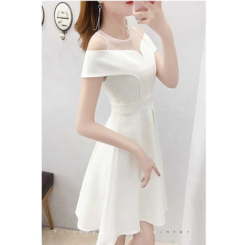 Elegantne marli ja volditud ühevärviline õlakleit Naiste riided 2024. aasta suvine uus avar kontori naiste minikleit