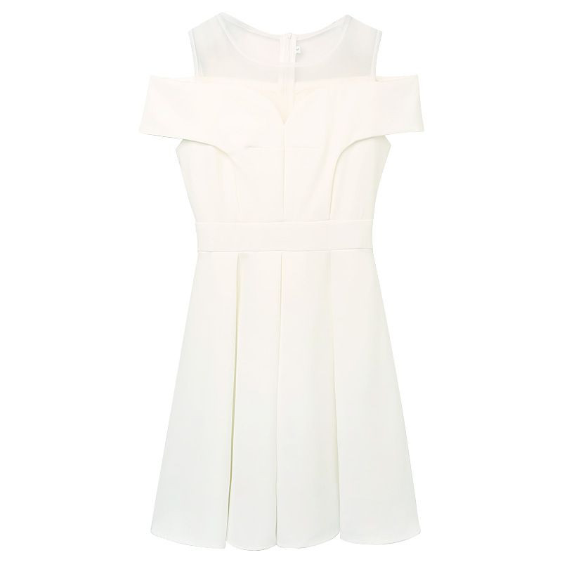 Elegantne marli ja volditud ühevärviline õlakleit Naiste riided 2024. aasta suvine uus avar kontori naiste minikleit