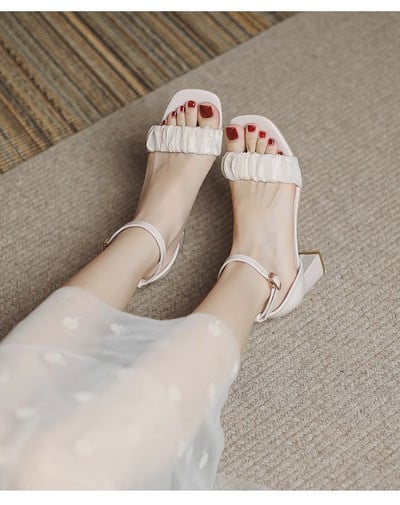 Ljeto 2024. Nova modna gornja odjeća Ženske sandale s otvorenim prstima u vilinskom stilu Jednobojne udobne jednobojne cipele s jednim gumbom