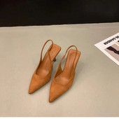 Άνετα Παπούτσια Γυναικεία Σανδάλια 2024 Σανδάλια Καθαρά Τακούνια Κοστούμι Γυναικείο Μπεζ Νέα Μόδα Υψηλό Μαύρο Ρετρό Κορίτσια Χαμηλό κλειστό Καλοκαίρι μυτερό