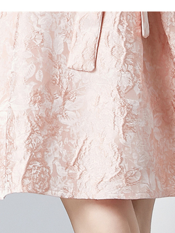 SMTHMA High End Light Luksuslik uus sügisene Tmperament Jacquard Kleit Naiste moodne O-kaelusega pikkade varrukatega pitskleidid