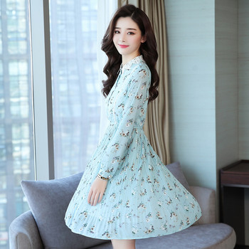 2024 г. Корейска сладка ежедневна мини рокля от шифон на цветя Лятна ретро синя плажна рокля Дамски бодикон Елегантни секси парти vestidos