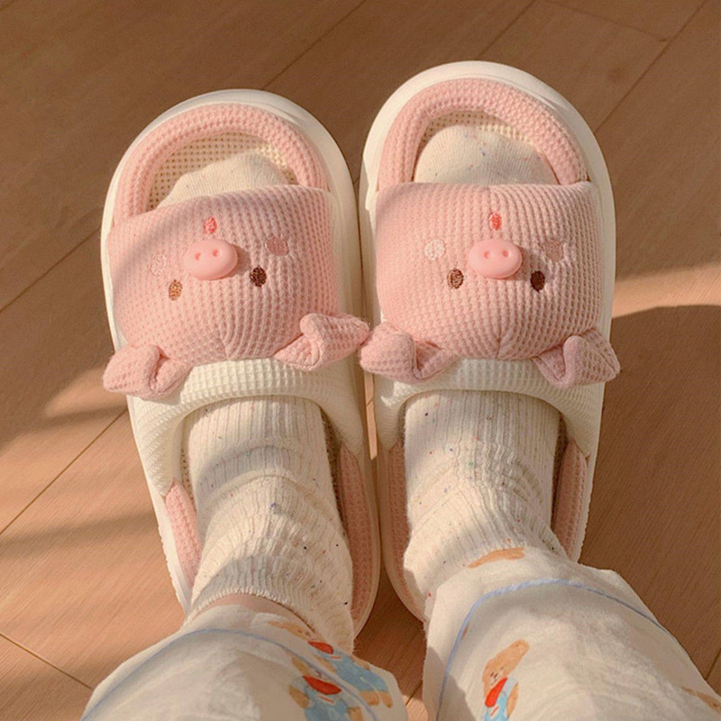 2024 noi papuci roz femei moda moale doamnelor casual drăguț model de purcuș papuci de casă confortabili pentru femei