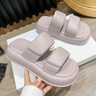 Călcare pe fecale, papuci groși cu talpă groasă pentru femei pentru a crește înălțimea, acasă cu talpă moale, cuplu de plajă, celebritate de pe internet EVA