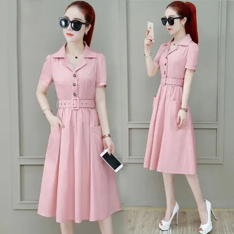 Rihm, 4xl Korea sälguga kraega kleit šikk lühikeste varrukatega vabaaja mood naiste Midi Vestidos A-sarja elegantsed suvekleidid