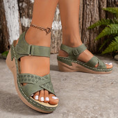 Γυναικεία Σανδάλια Πλατφόρμας 2024 Summer Hook Loop Wedge Gladiator Παπούτσια Γυναικεία Pu Δερμάτινα Αντιολισθητικά Σανδάλια παραλίας Γυναικεία Plus μέγεθος 41