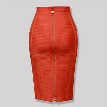 Висококачествена черна, червена, синя оранжева облегаща пола с цип и вискоза с превръзка, дневни парти поли с молив Vestidos