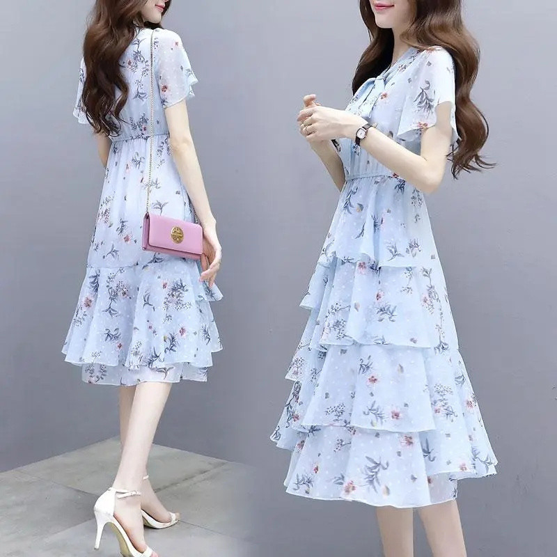 2024. Nove ljetne cvjetne haljine za plažu kratkih rukava za žene Haljine a kroja Bohe Duga haljina a kroja za zabavu na plaži Vestidos