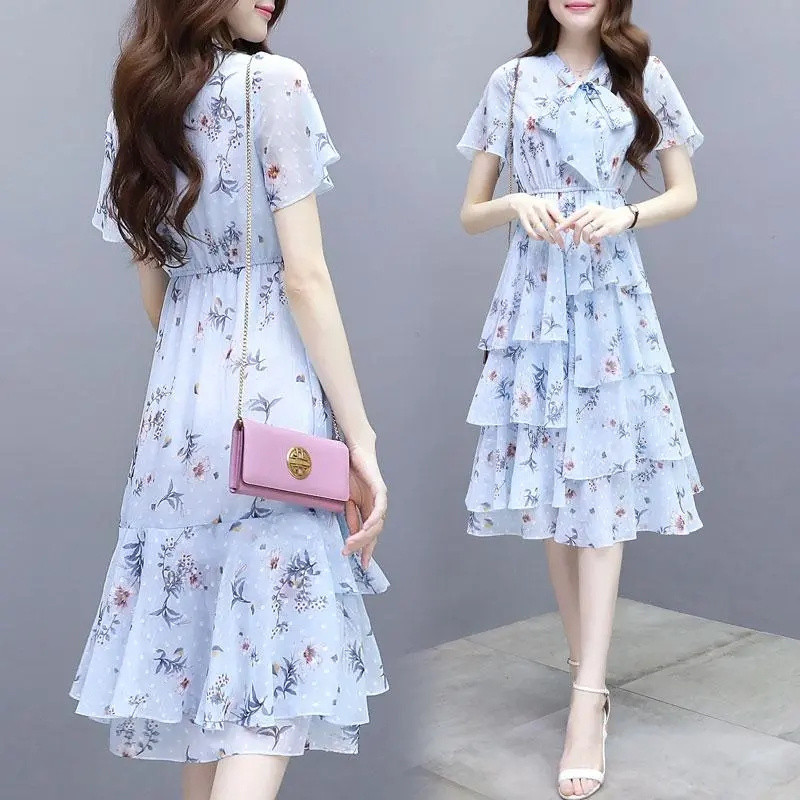 2024. Nove ljetne cvjetne haljine za plažu kratkih rukava za žene Haljine a kroja Bohe Duga haljina a kroja za zabavu na plaži Vestidos