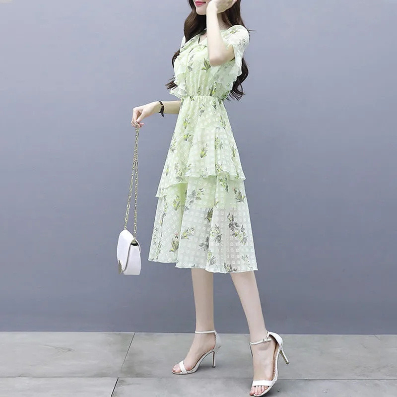 2024. Nove ljetne cvjetne haljine za plažu kratkih rukava za žene Haljine a kroja Bohe Duga haljina a kroja za zabavu na plaži Vestidos