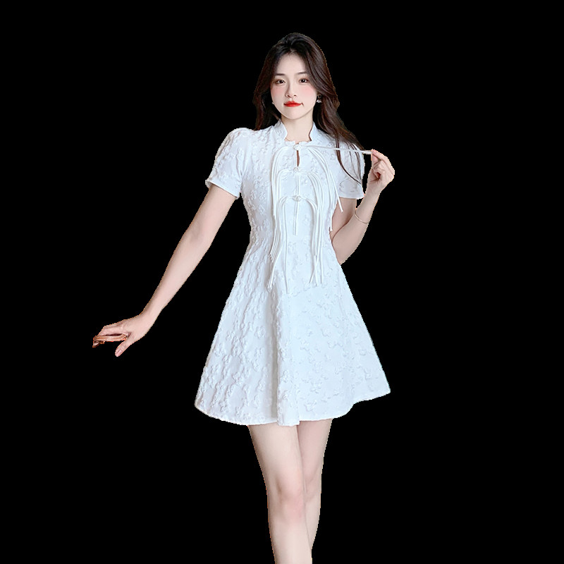 Φθινοπωρινή μόδα 2024 Σέξι κούφιο κοντό μανίκι γυναικείο φόρεμα με κοντό μανίκι, μαύρο, λεπτό, πλισέ σε γραμμή Α, φόρεμα για χορό