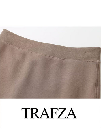 TRAFZA Летни дамски тънки нови модни плътни тънки миди пола с обвивка Vintage Ежедневни сплит елегантни женски шик дълги поли с висока талия