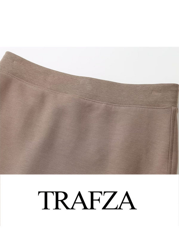 TRAFZA Vară Femei Subțire Nouă Moda Solid Slim Midi Fusta Wrap Vintage Casual Split Elegantă Talie Înaltă Femei Chic Fuste Lungi
