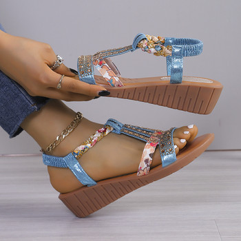 2024 Нови модни летни ежедневни сандали на платформа с кристали Дамски открити плажни сандали с отворени пръсти Леки дамски обувки