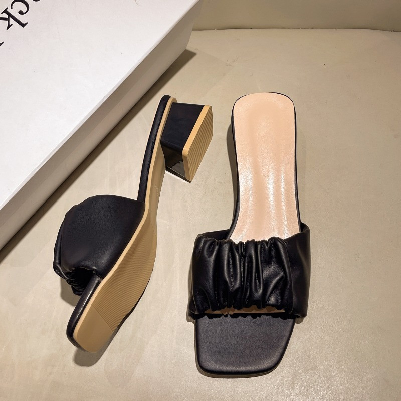 2024. gada jaunas vasaras sieviešu čības Sieviešu sandales, mīkstas, ērtas krokas, seksīgas, biezas augstpapēžu sandales Modes augstpapēžu sandales