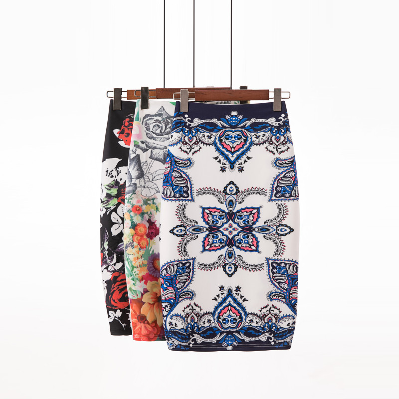 Neophil 2023, stil de vară, fuste creion cu talie înaltă, femei, midi, florale, boho, imprimeu retro, fuste lapis pentru birou, școală, S1723