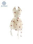 Rochie florală cu broderie Kawaii dulce, femei de lux, rochie de soare elegantă cu decolteu în V, petrecere de seară, rochii dintr-o singură bucată, coreeană primăvară vară