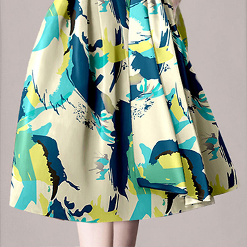 Vasaras apdruka Vintage izlaiduma kleitas Mode Eleganta sieviešu A-līnija O-veida kakla temperamenta ballīšu kleita Sieviešu eleganta Luksusa Vestido Jauns