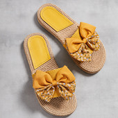 Γυναικεία Μόδα Παπούτσια Outdoor Casual καρό Γυναικεία παπούτσια με ριγέ στάμπα Γυναικεία καλοκαιρινά σανδάλια Folral φιόγκοι Αντιολισθητικές παντόφλες