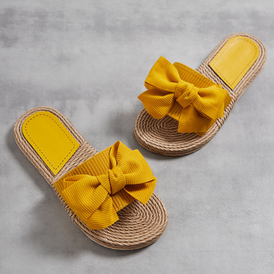 Γυναικεία Μόδα Παπούτσια Outdoor Casual καρό Γυναικεία παπούτσια με ριγέ στάμπα Γυναικεία καλοκαιρινά σανδάλια Folral φιόγκοι Αντιολισθητικές παντόφλες