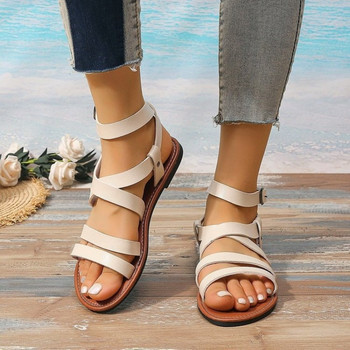 2024 Γυναικεία ρωμαϊκά ίσια σανδάλια Καλοκαιρινά άνετα και κομψά παπούτσια φυσικών σχεδιαστών με τις καλύτερες πωλήσεις σε προσφορά χαμηλή τιμή