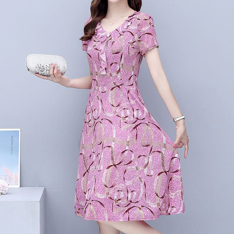 Rochii de modă cu decolteu în V cu imprimeu floral de epocă Îmbrăcăminte pentru femei 2023 de vară casual cu mânecă scurtă Rochii elegante pentru femei cu talie înaltă