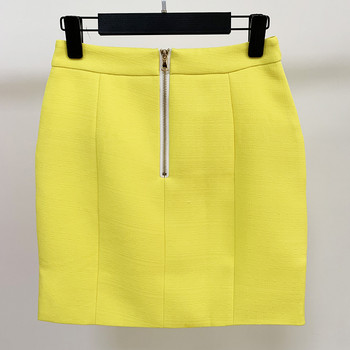 HIGH STREET Нова мода 2024 г. Дизайнерска пола Дамска украсена текстурирана подходяща пола с копчета