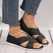 Női lapos szandálok, fekete, nyári női 2024-es cipők Női, trendi szandál platformú tornacipők, ingyenes szállítás, papucs akció