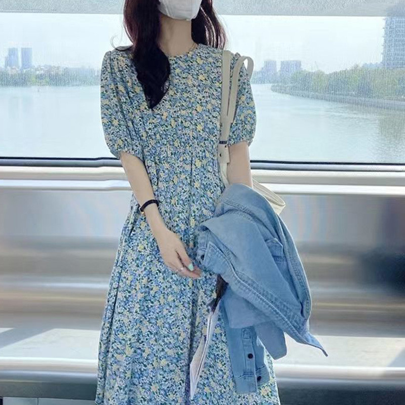 Κομψό εμπριμέ με λαιμόκοψη σε V-λαιμόκοψη, βολάν, λουλουδάτο φόρεμα Γυναικεία ρούχα 2023 Νέο φαρδύ Γυναικείο Μακρύ Φόρεμα Γραφείου