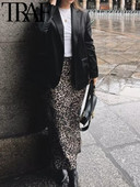 TRAF 2024. Proljetna, elegantna ženska satenska suknja s uzorkom životinja, patentnim zatvaračem, ženska duga midi suknja visokog struka Y2K donji dio