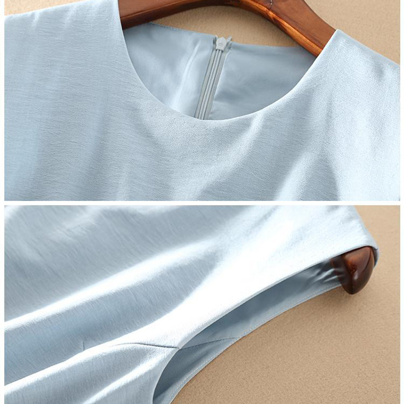 Καλοκαιρινό τανκ Πλισέ Γυναικεία Κορεάτικα Κομψά Αμάνικα Φορέματα Casual Slim Ol Chiffon Vestidos με ζώνη Νέο