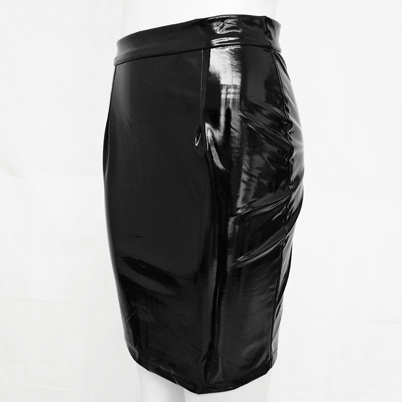 CHSDCSI Fuste din piele pentru femei sexy, negre