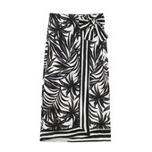 Naiste musta trükiga pareo seelik Bohemian Style Wrap seelik Naiste retromoodne lõhikuga rannaseelik pits-up Midi seelik 2024 Summe