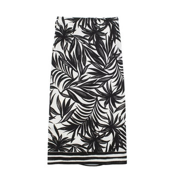 Дамска черна парео пола с принт в бохемски стил Дамска ретро модна плажна пола с цепки Миди пола с връзки 2024 Summe