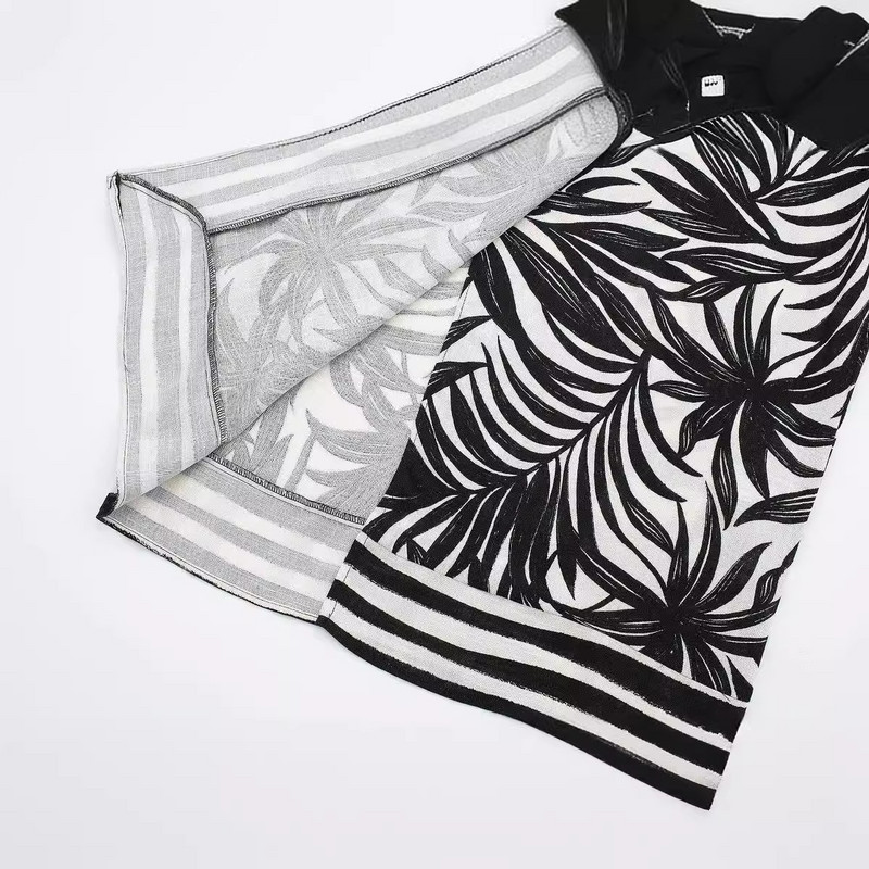 Naiste musta trükiga pareo seelik Bohemian Style Wrap seelik Naiste retromoodne lõhikuga rannaseelik pits-up Midi seelik 2024 Summe