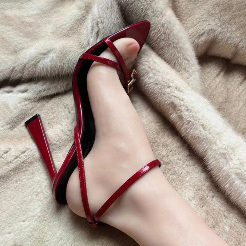 2023. aasta uued naiste kõrgete kontsadega sandaalid, suvised läbipaistvad kontsad, luksuslikud kivist rihmaga slingbackid, naiste seksikad pulmasandaalid