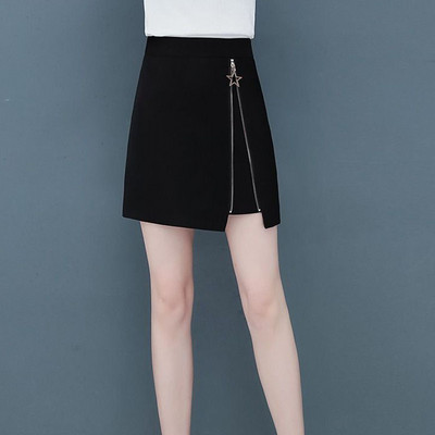 FairyShely Μαύρη Μίνι Γυναικεία Φούστα 2024 Βελούδινη Κοντή Pencil Φούστα Κορεάτικη Γυναικεία Σέξι Φούστες Γραφείου Ψηλόμεση Φούστες Φάλντα με φερμουάρ