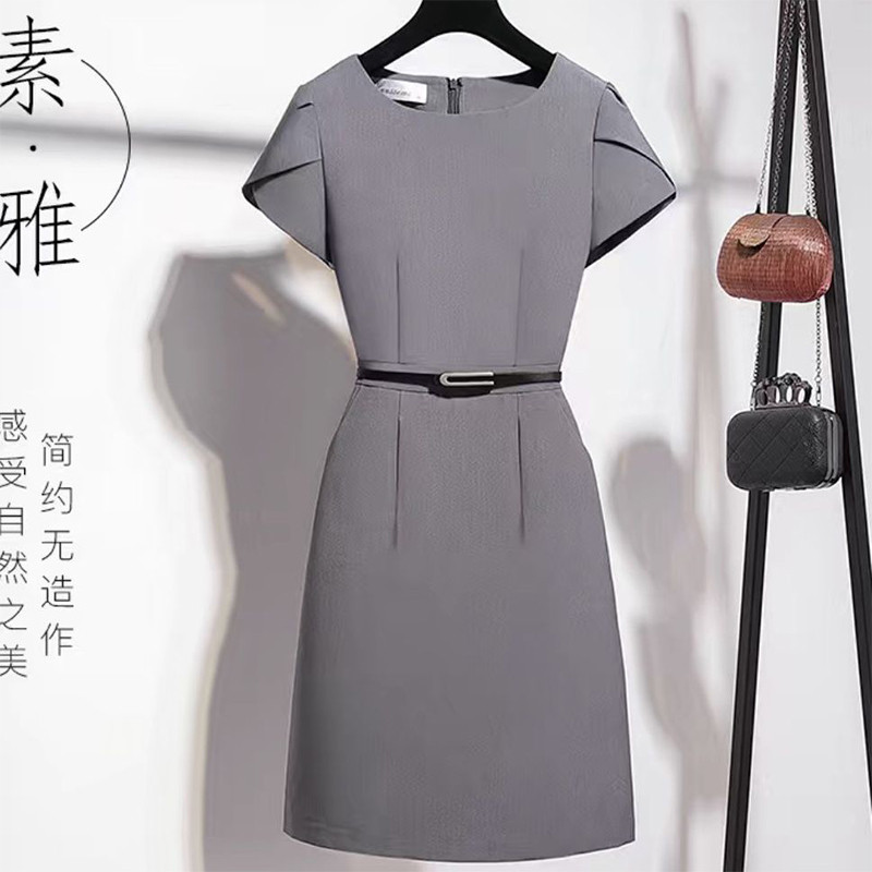 Suvine uus kontor Daam Elegantne mood Bodycon Kleit Naiste Temperament Ühevärviline Rüü Femme Lühikeste varrukatega õhuke kutse Vestido