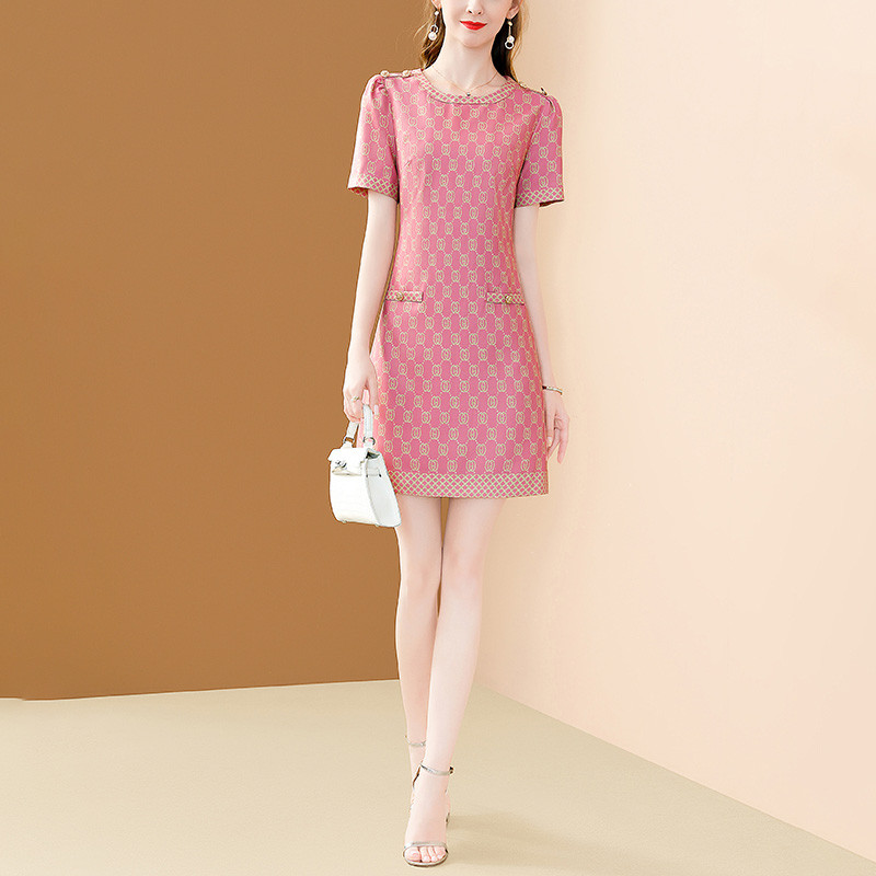 EVNISI Elegant Naiste Roosa Sifonki Kleit O-kaelusega Lilledega Trükikontor A-LINE Slim Kleidid Suvine Bodycon Naistele Peo Vestido