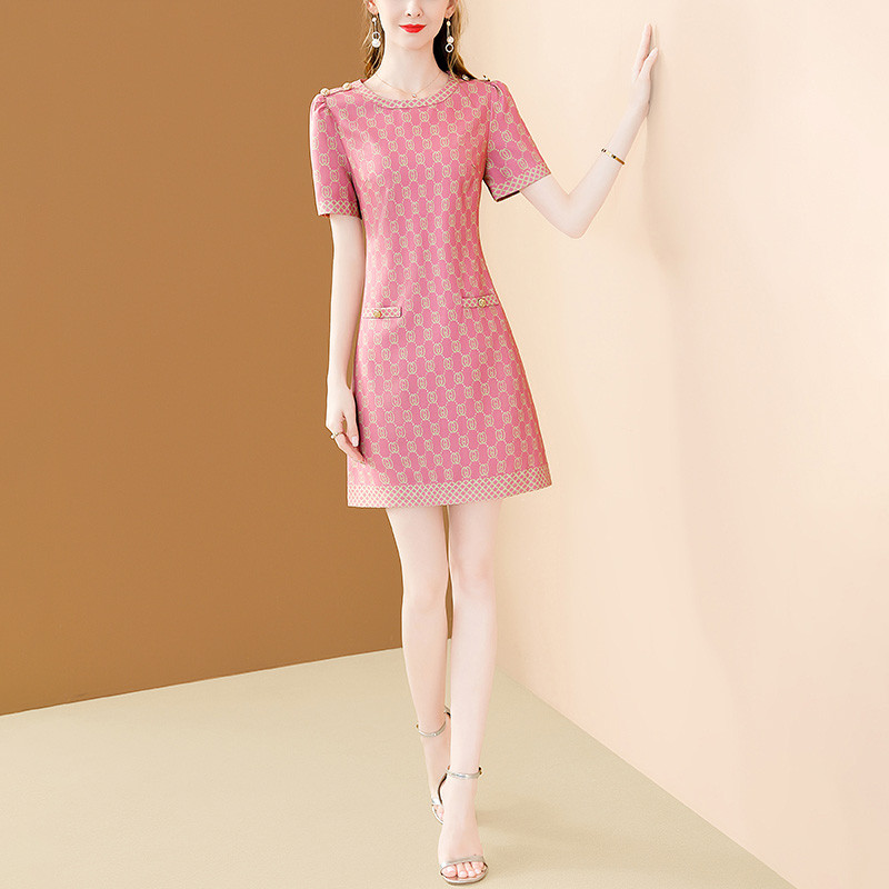 EVNISI Elegant Naiste Roosa Sifonki Kleit O-kaelusega Lilledega Trükikontor A-LINE Slim Kleidid Suvine Bodycon Naistele Peo Vestido