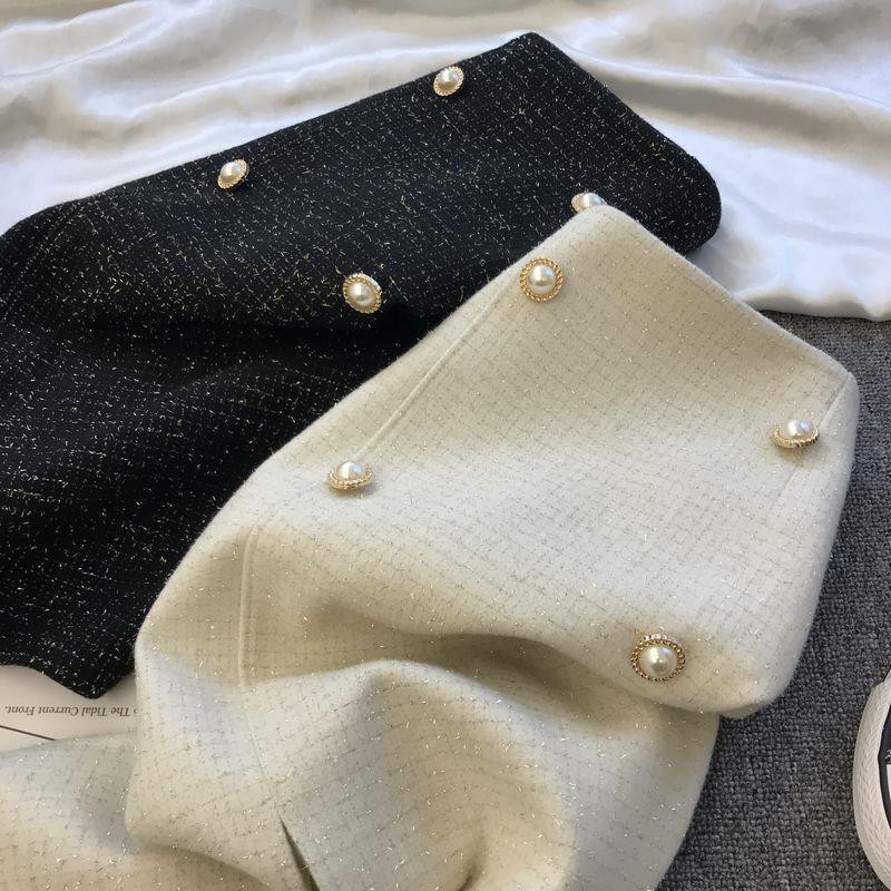 2023 Φθινόπωρο Χειμώνας Γυναικεία Μόδα Μάλλινες Σέξι Φούστες Γυναικείες Διπλό Τουίντ Φούστες Γυναικείες Ψηλόμεσες Φούστες Σπλιτ O348