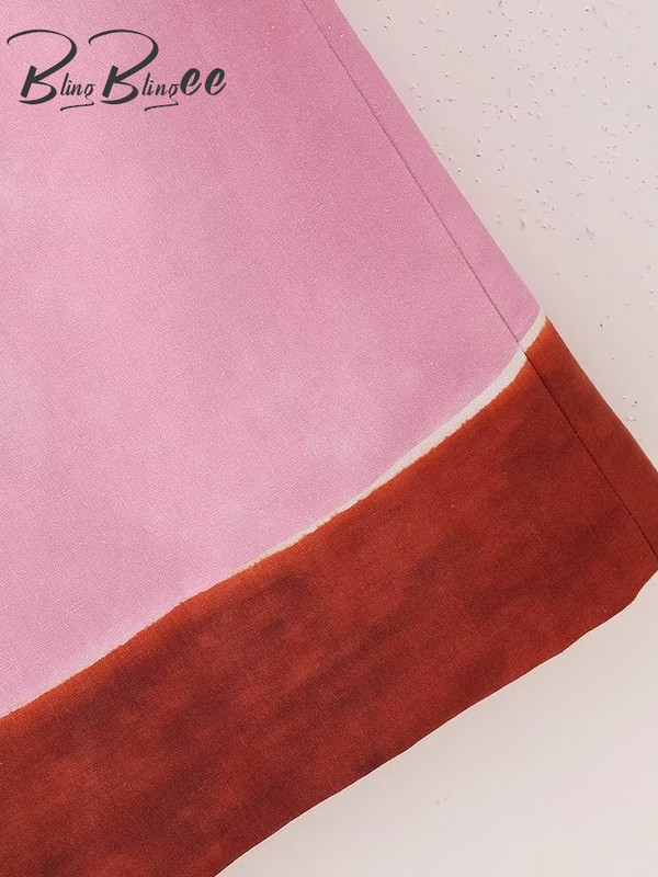 BlingBlingee 2024 Suvise lilleprintiga naiste pikk seelik Traf tõmblukk kõrge vöökohaga tuulutusava naiste Midi seeliku taga Y2K