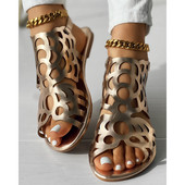 2024. Ženske modne ljetne sandale s izdubljenim otvorenim prstima Ženske ležerne naramenice za gležnjeve Ravne cipele za izlazak Cipele za zabavu Sandale za plažu