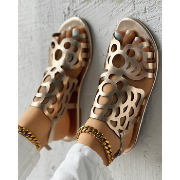 2024 Модни дамски летни сандали с вдлъбнати пръсти Дамски ежедневни каишка за глезена Излизащи обувки с равни обувки Парти обувки Сандали Плажни обувки