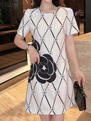 ZANZEA rochie de imprimare la modă pentru femei, cu mâneci scurte, cu decolteu O, rochii boeme, casual, midi, rochii elegante, până la genunchi, 2024