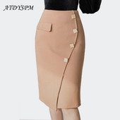 Uredska dama Vintage pencil suknja visokog struka Elegantna jednostavna korejska moda Ležerne rastezljive suknje s omotom s prorezima Faldas Mujer